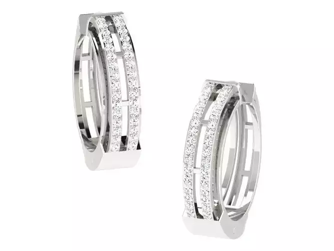 Women hoop huggie Earrings 3dm stl render detail 