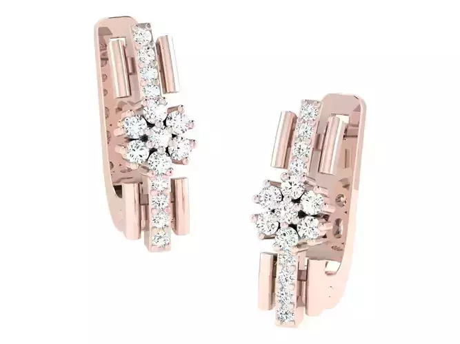 Women hoop huggie Earrings 3dm stl render detail 