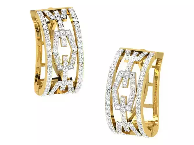 Women hoop huggie Earrings 3dm stl render detail  3D print model
