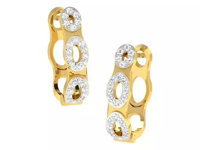 Women hoop huggie Earrings 3dm stl render detail 