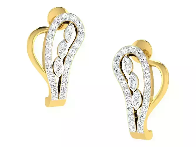 Women hoop huggie Earrings 3dm stl render detail 
