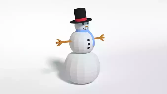 Low Poly Cartoon Snowman