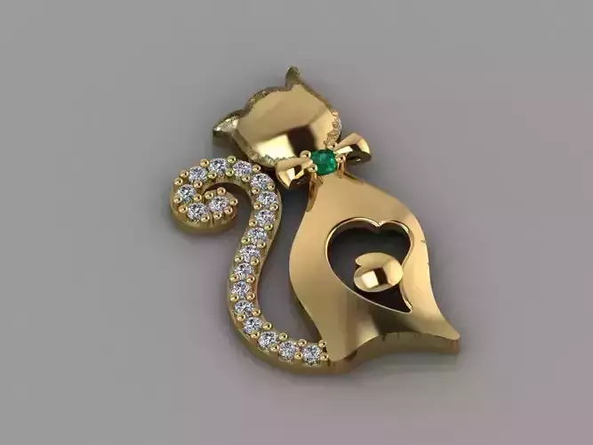 GC GOLD H098- cat Diamond Gold necklace