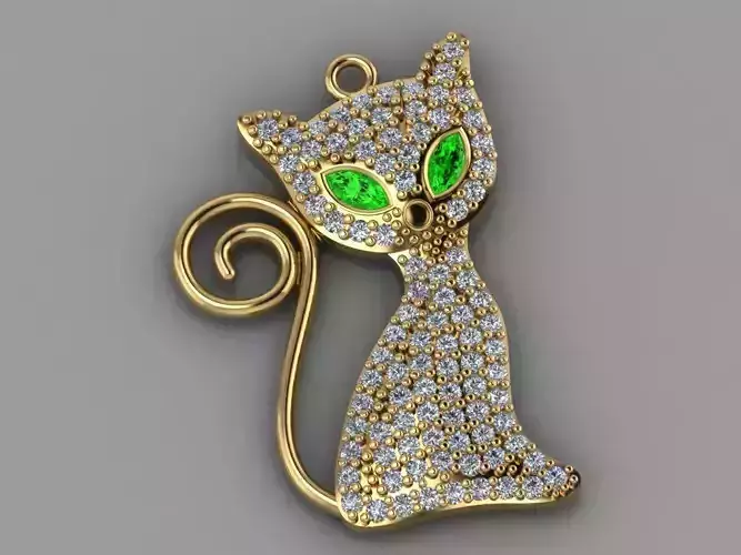 GC GOLD H099- cat Diamond Gold necklace