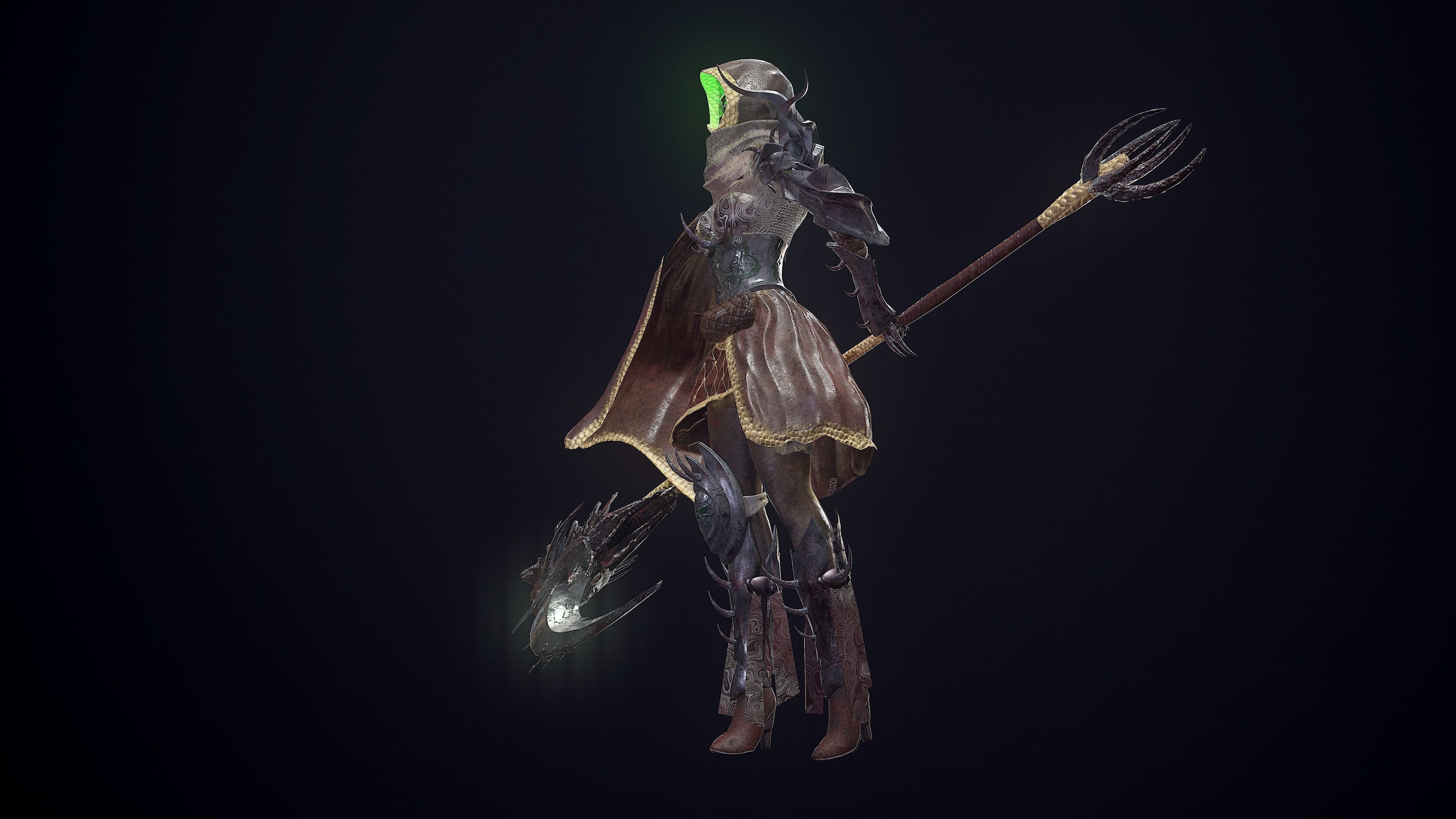 Dragon Scythe weapon Low-poly 3D model_2