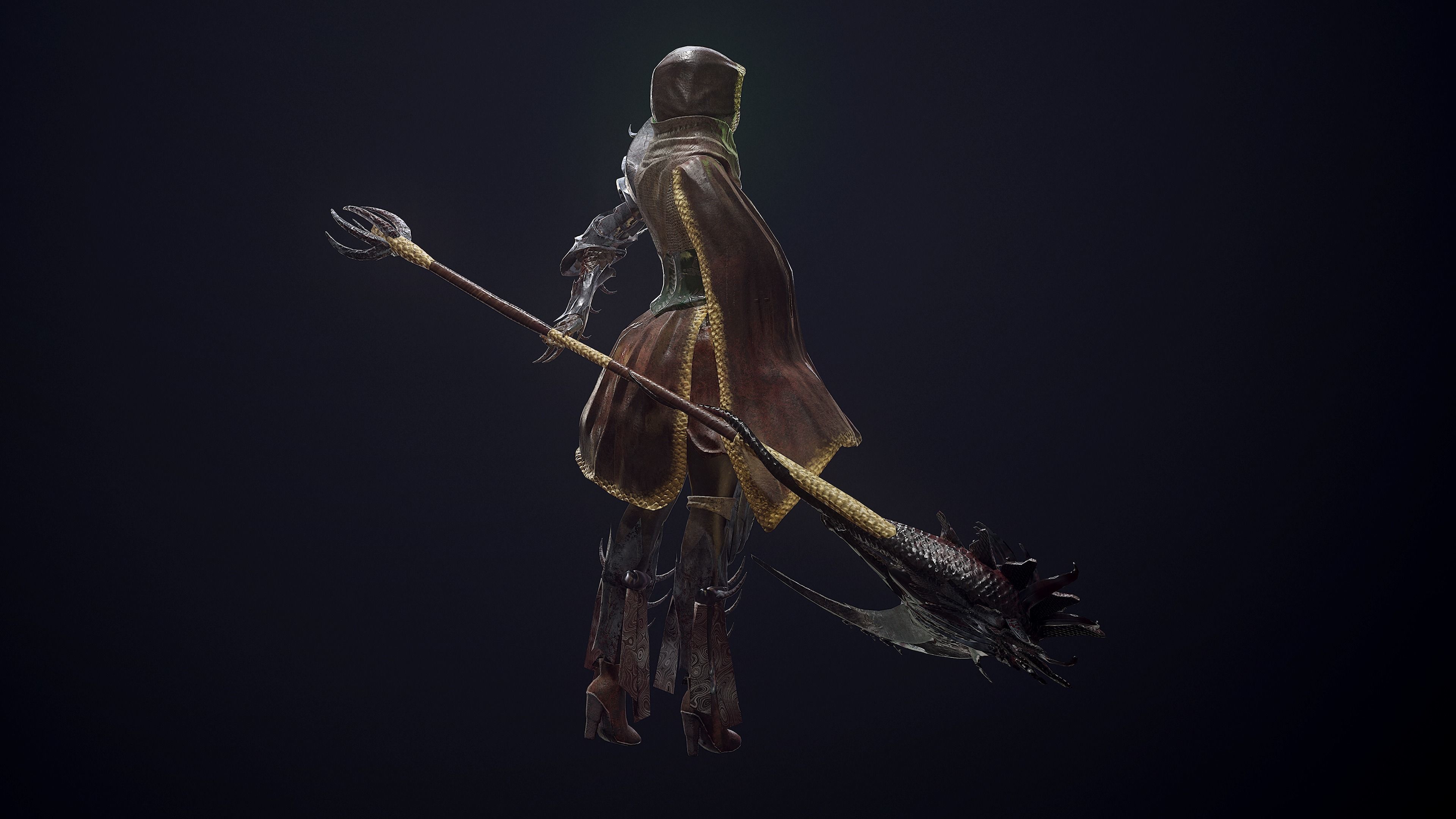 Dragon Scythe weapon Low-poly 3D model_4