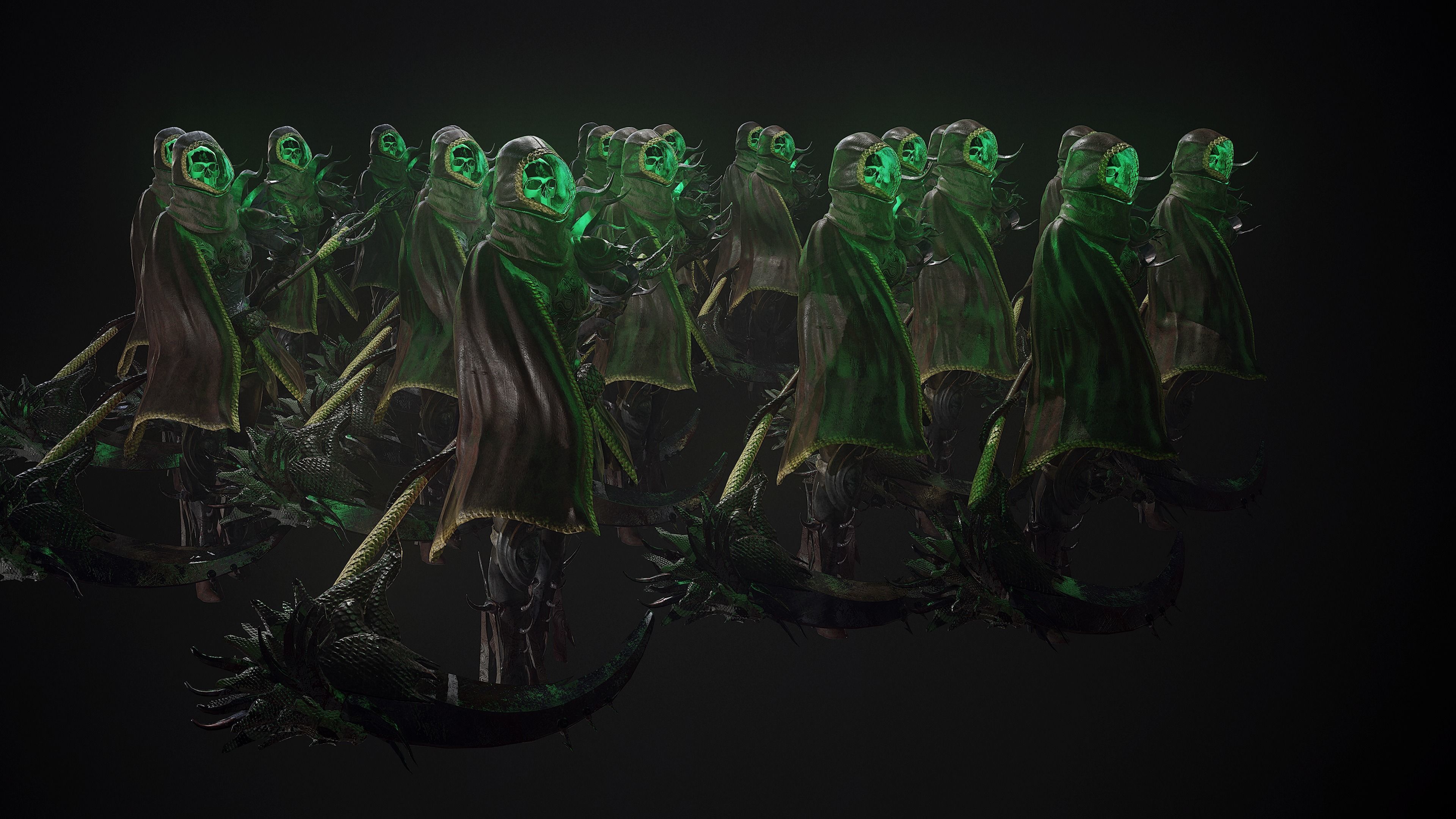 Dragon Scythe weapon Low-poly 3D model_1