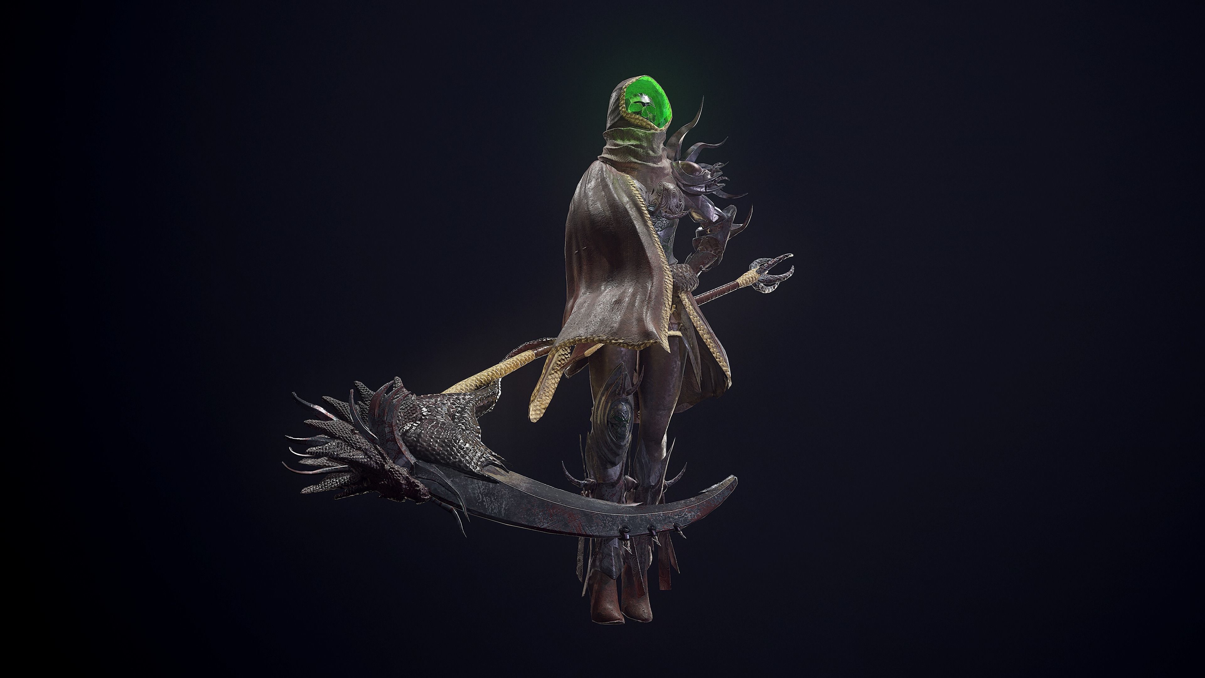 Dragon Scythe weapon Low-poly 3D model_3