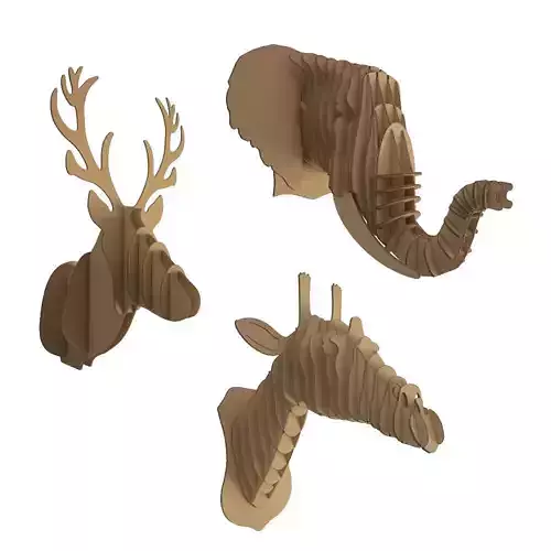 Cardboard Animals Sculpture 3D model