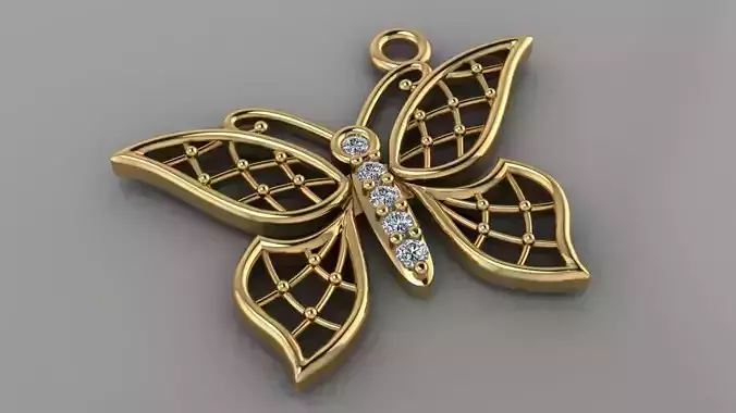 GC GOLD H0101- Butterfly Diamond Gold necklace
