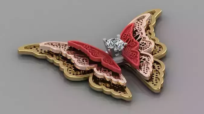 GC GOLD H0102- Butterfly Diamond Gold necklace