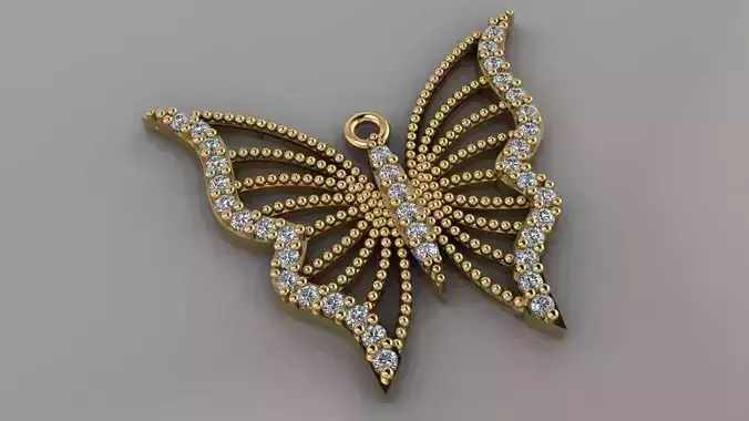 GC GOLD H0103- Butterfly Diamond Gold necklace