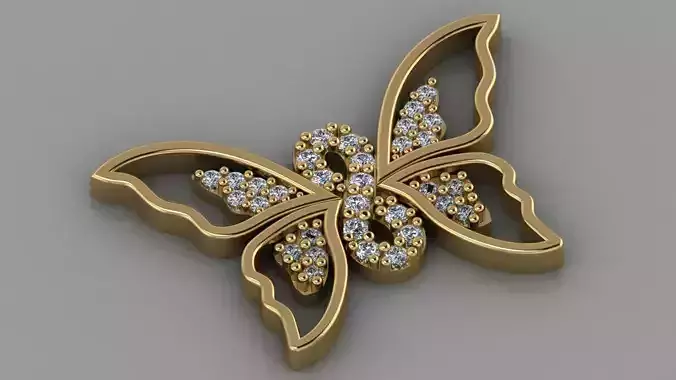 GC GOLD H0104-Butterfly Diamond Gold necklace