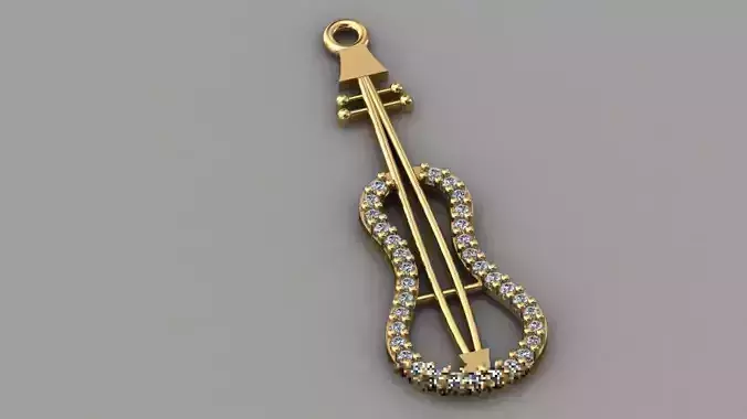 GC GOLD H0105- guitar Diamond Gold necklace