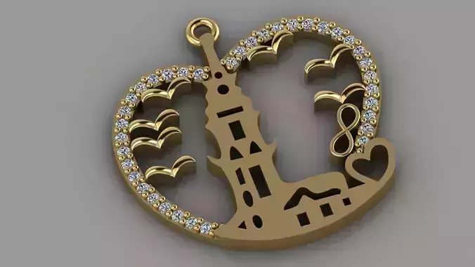 GC GOLD H0106- TOWER Diamond Gold necklace
