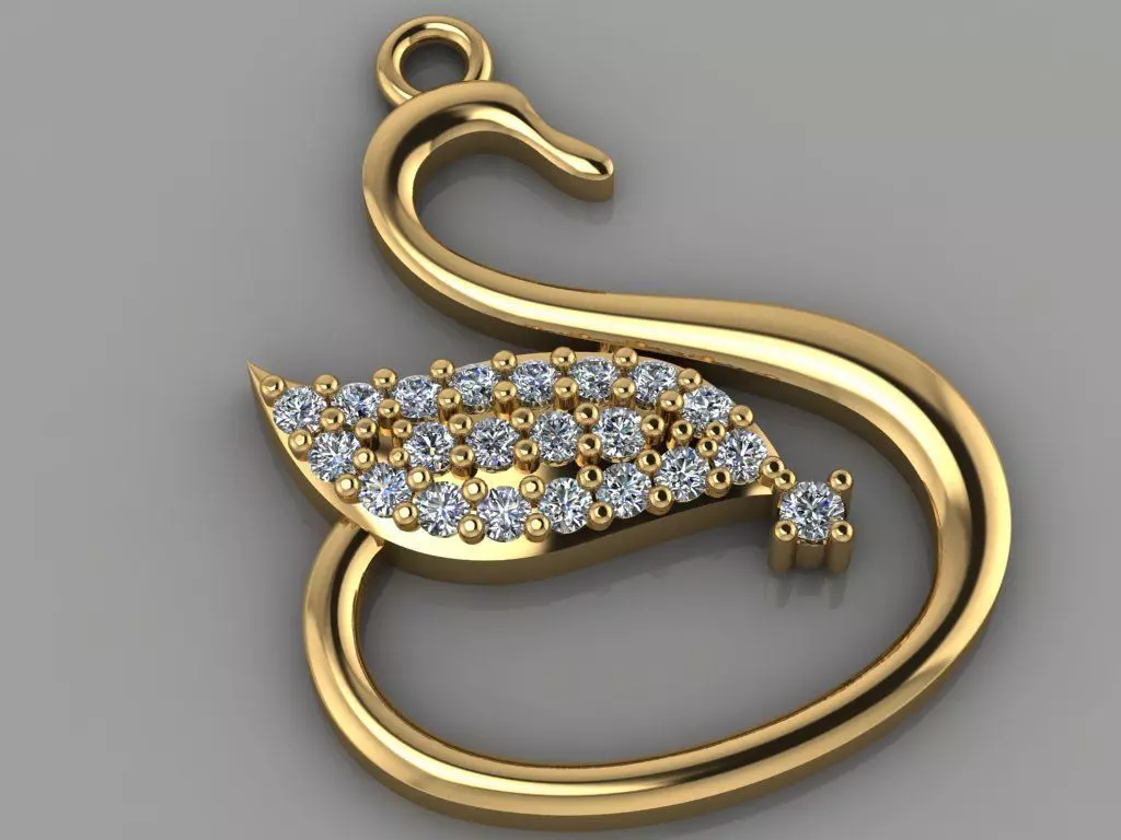 GC GOLD H0109- goose Diamond Gold necklace 3D print model_0