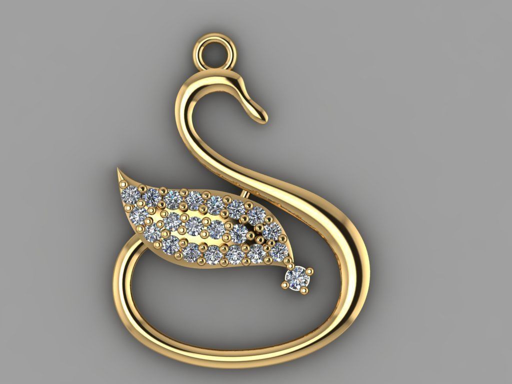 GC GOLD H0109- goose Diamond Gold necklace 3D print model_1