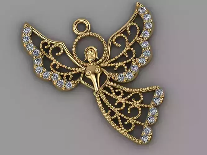 GC GOLD H115- Butterfly  Diamond Gold necklace