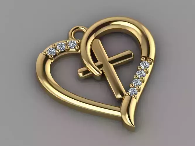 GC GOLD H121- Heart Diamond Gold necklace