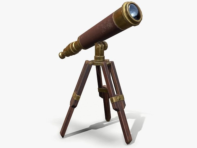 Antique Telescope Low-poly 3D model