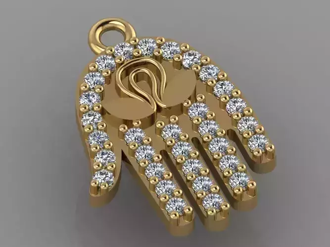 GC GOLD H123- hand Diamond Gold necklace