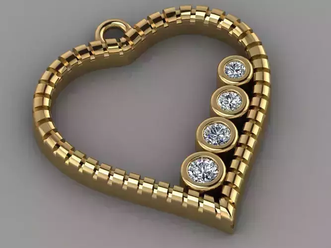 GC GOLD H124- Heart Diamond Gold necklace