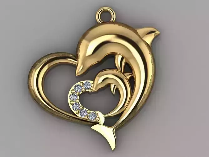 GC GOLD H127- Dolphin Diamond Gold necklace