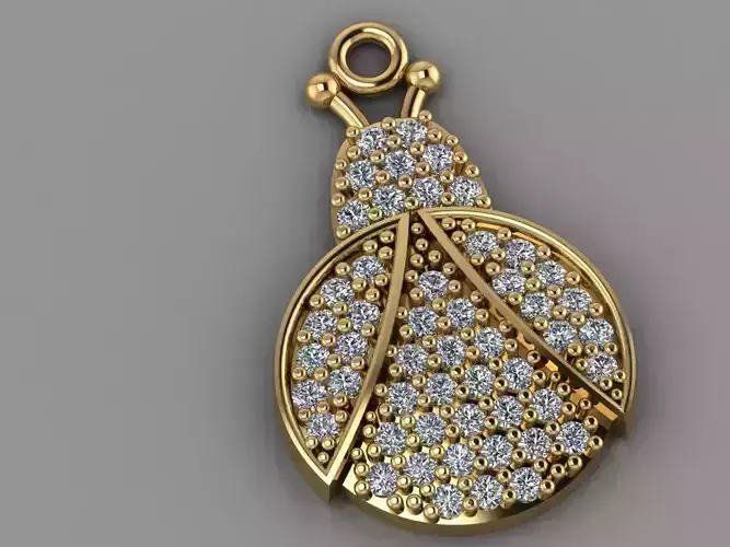 GC GOLD H134- ladybug Diamond Gold necklace