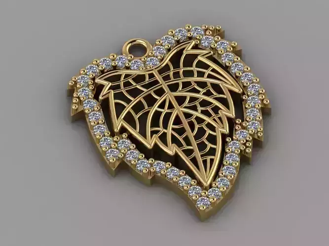 GC GOLD H137- leaf Diamond Gold necklace