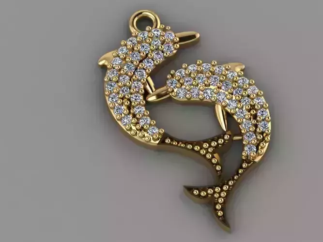 GC GOLD H140- dolpin Diamond Gold necklace