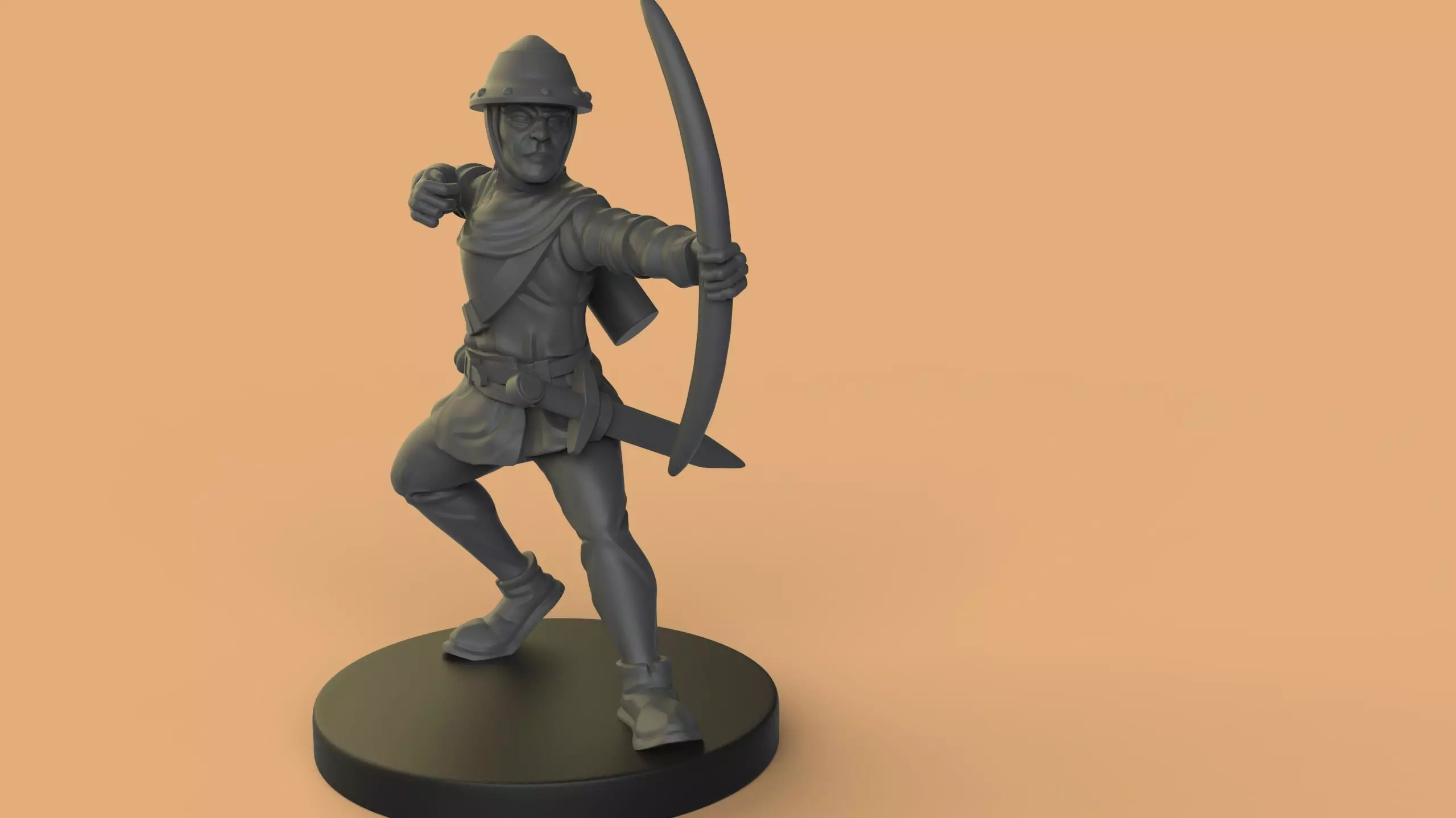 archer figurine of man with bow and arrow 3D print model