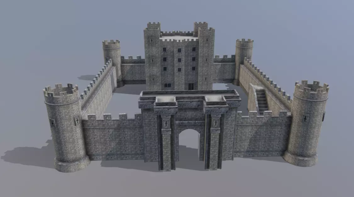 Medieval Celtic Castle Low-poly 3D model_0