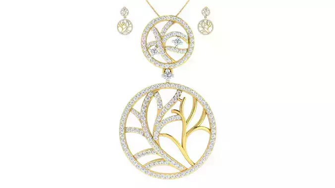 Women pendant earrings set 3dm mgx render detail