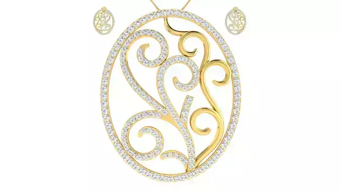 Women pendant earrings set 3dm mgx render detail 