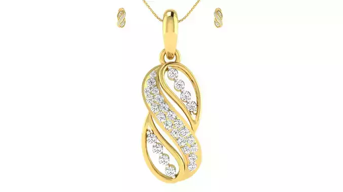Women pendant earrings set 3dm mgx render detail 