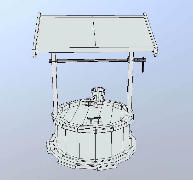Medieval Village Well Low-poly 3D model_7