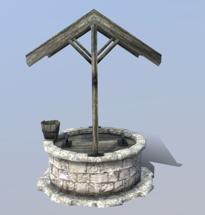 Medieval Village Well Low-poly 3D model_3