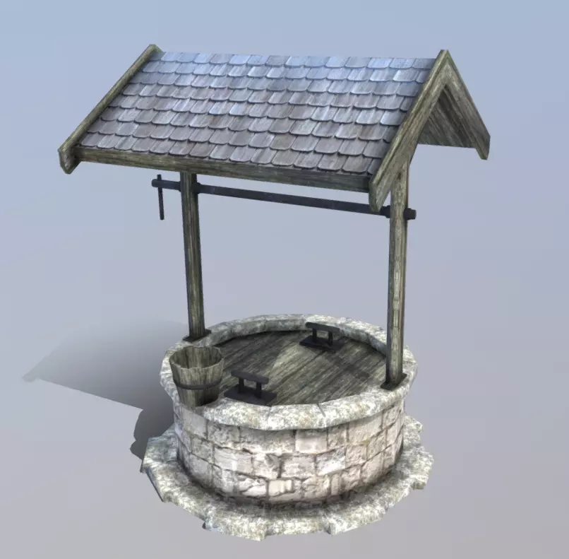 Medieval Village Well Low-poly 3D model_0