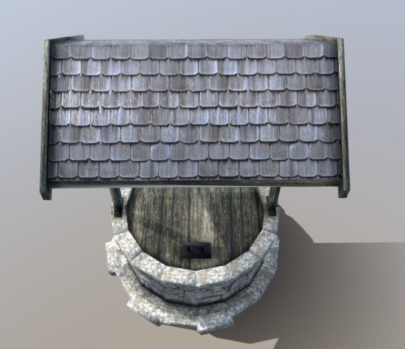 Medieval Village Well Low-poly 3D model_2