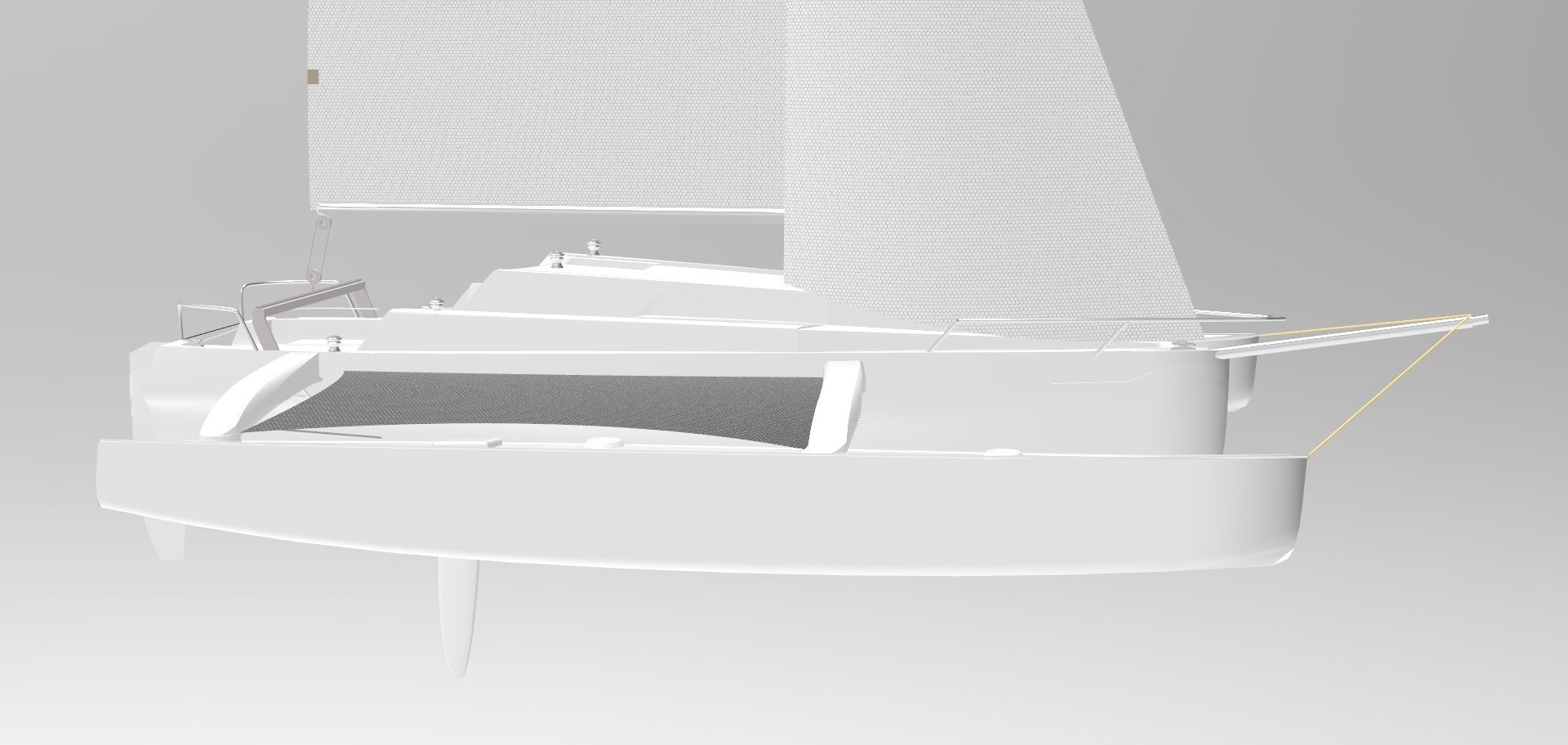 Trimaran Sailing Boat  3D model_1