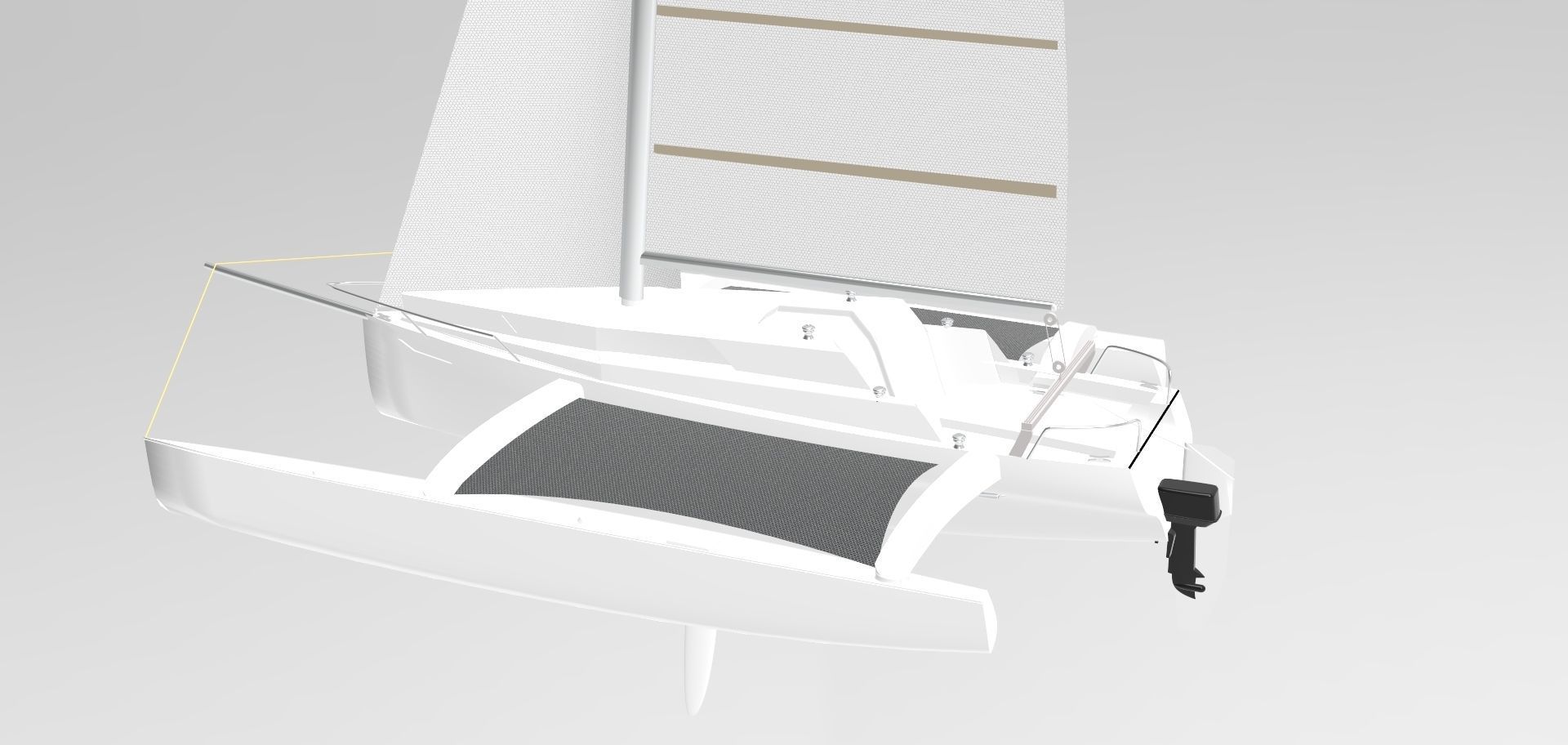 Trimaran Sailing Boat  3D model_2