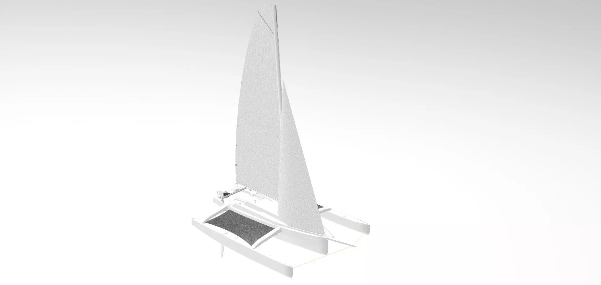 Trimaran Sailing Boat  3D model_0