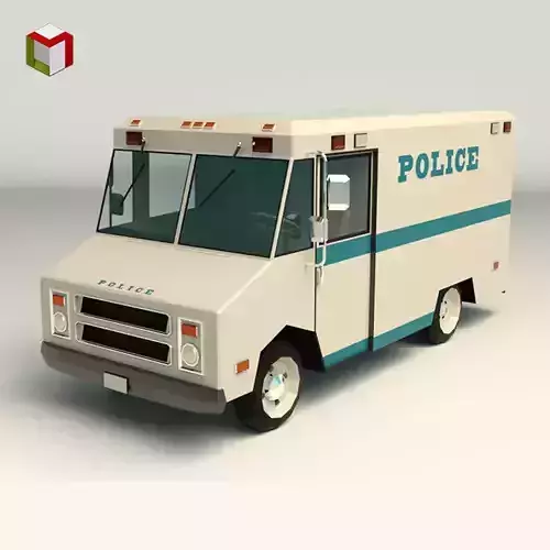 Low Poly Police Van 03