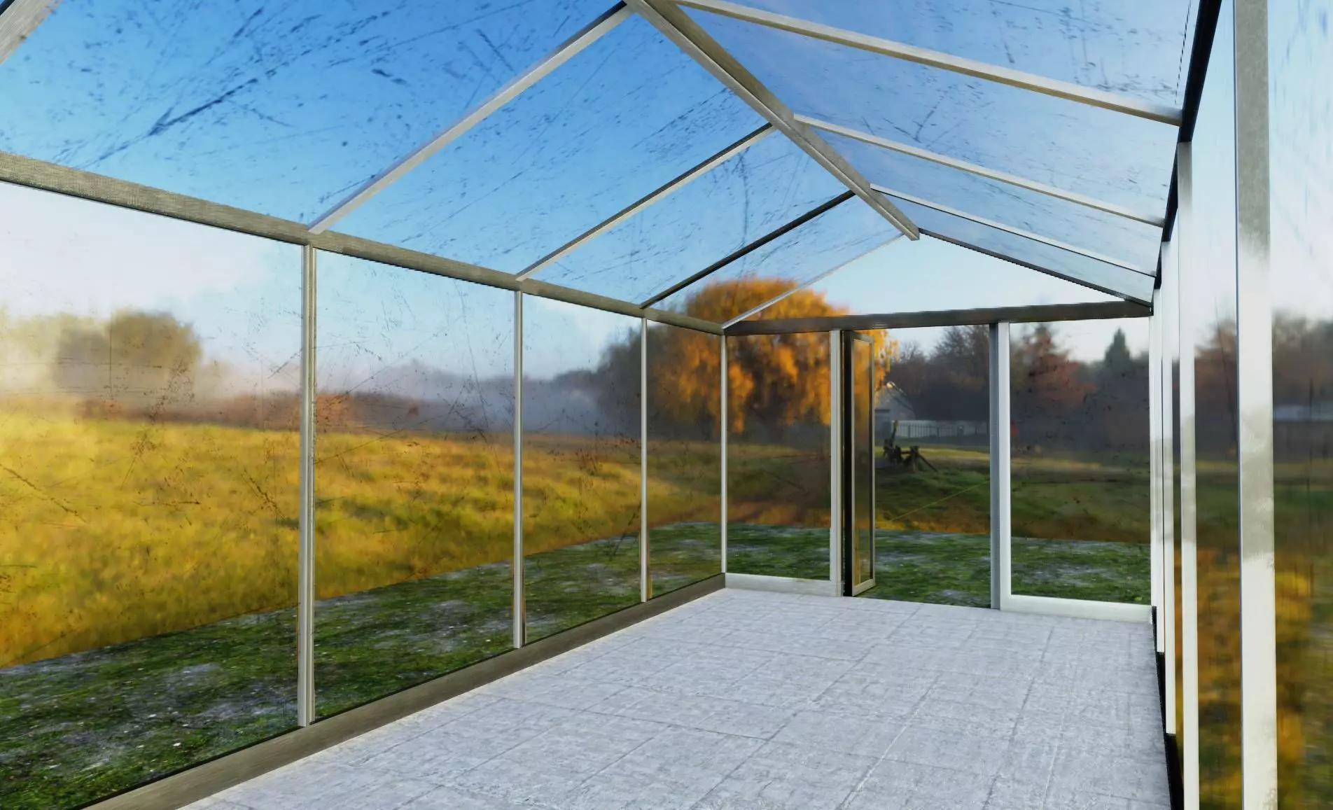Green House Glass 3D model_0
