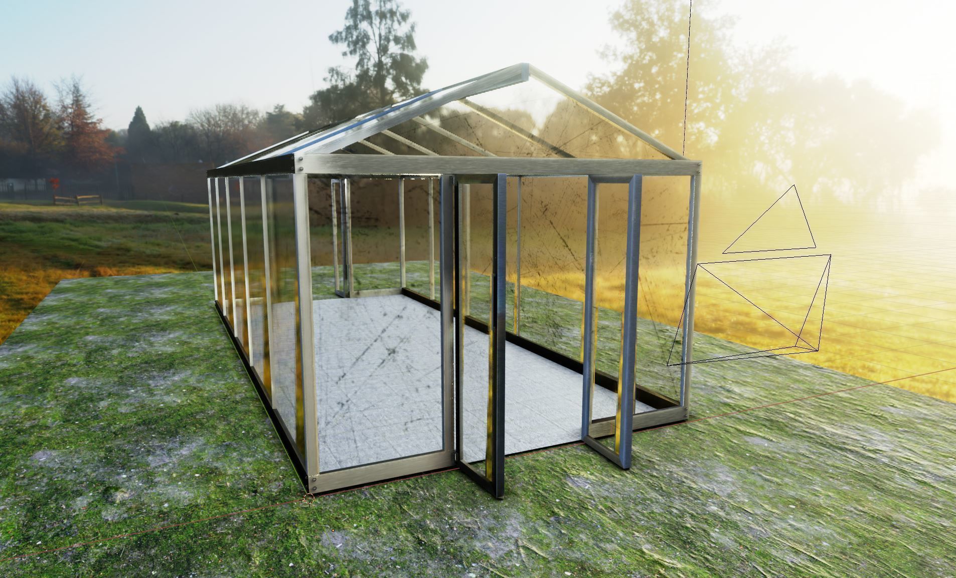 Green House Glass 3D model_2