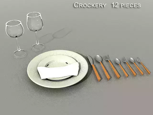Crockery and tableware Low-poly 3D model