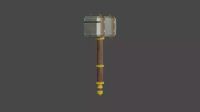 Stylized Medieval War Hammer 2 Low-poly 3D model
