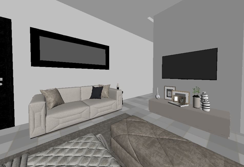 BEDROOM with walls and furniture 3D model_4