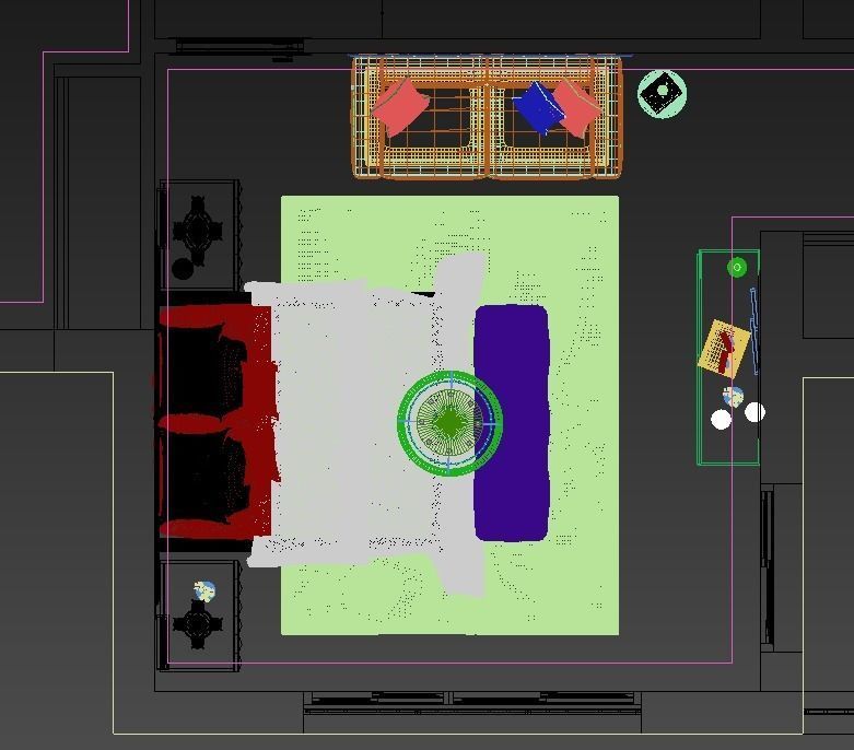 BEDROOM with walls and furniture 3D model_6