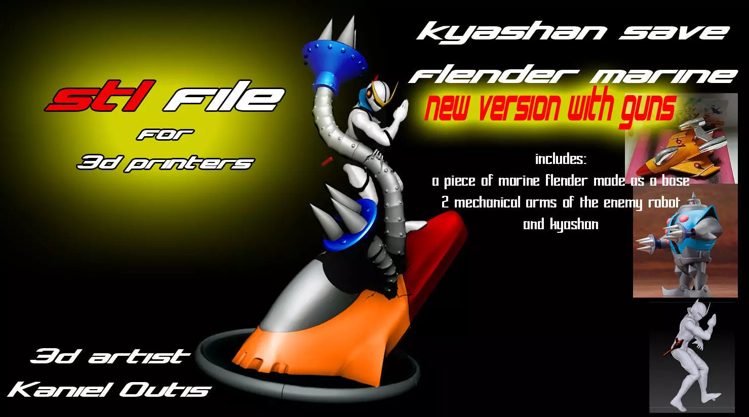 KYASHAN SAVES FLENDER MARINE NEW VERSION WITH GUNS 3D OBJ 3D print model